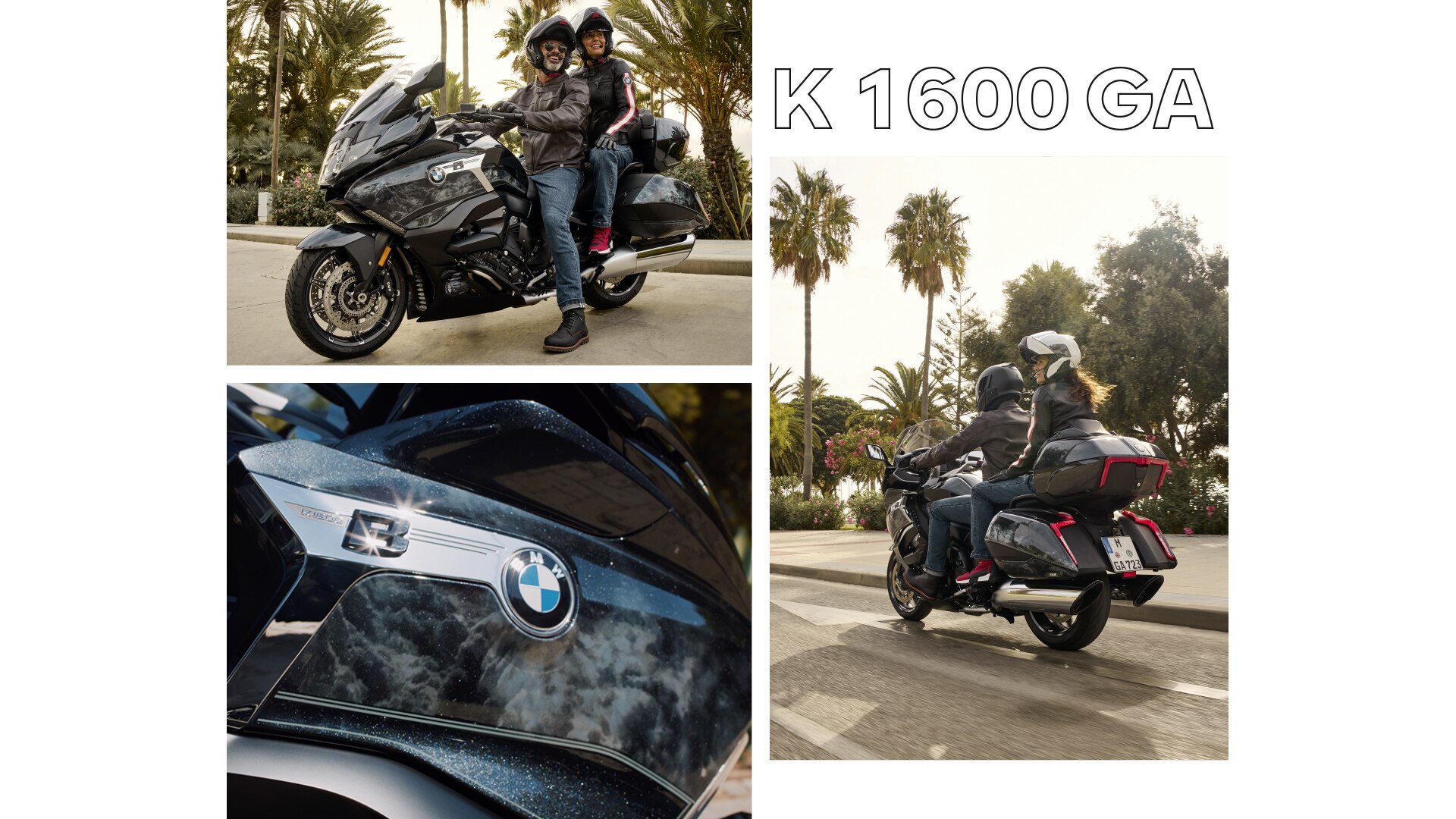 Zaparkovaný motocykl K 1600 B jako zvláštní model Option 719 Midnight z profilu