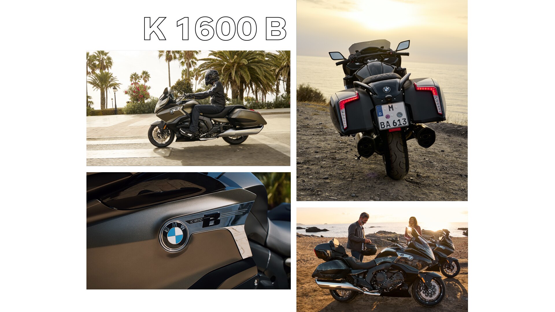 Motocykl K 1600 B v detailu a za jízdy