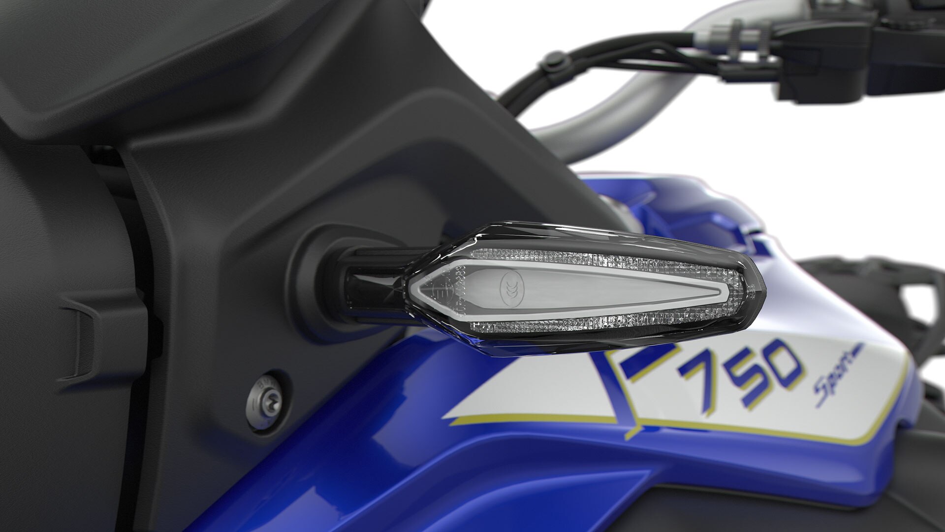 Pohled na výrazné LED blinkry modelu F 750 GS.