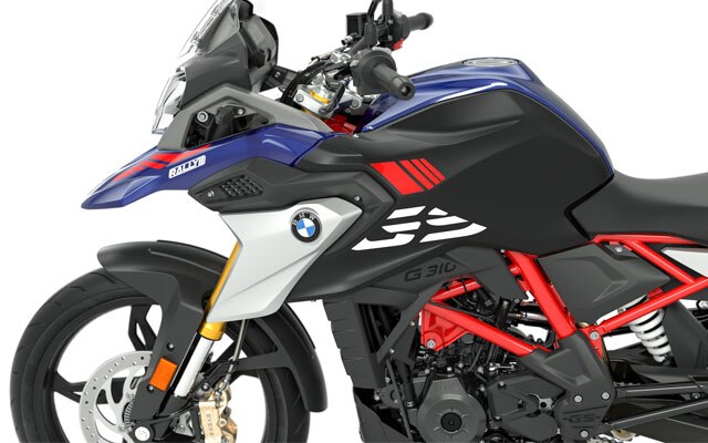 Pohled na typickou flyline GS motocyklu G 310 GS.