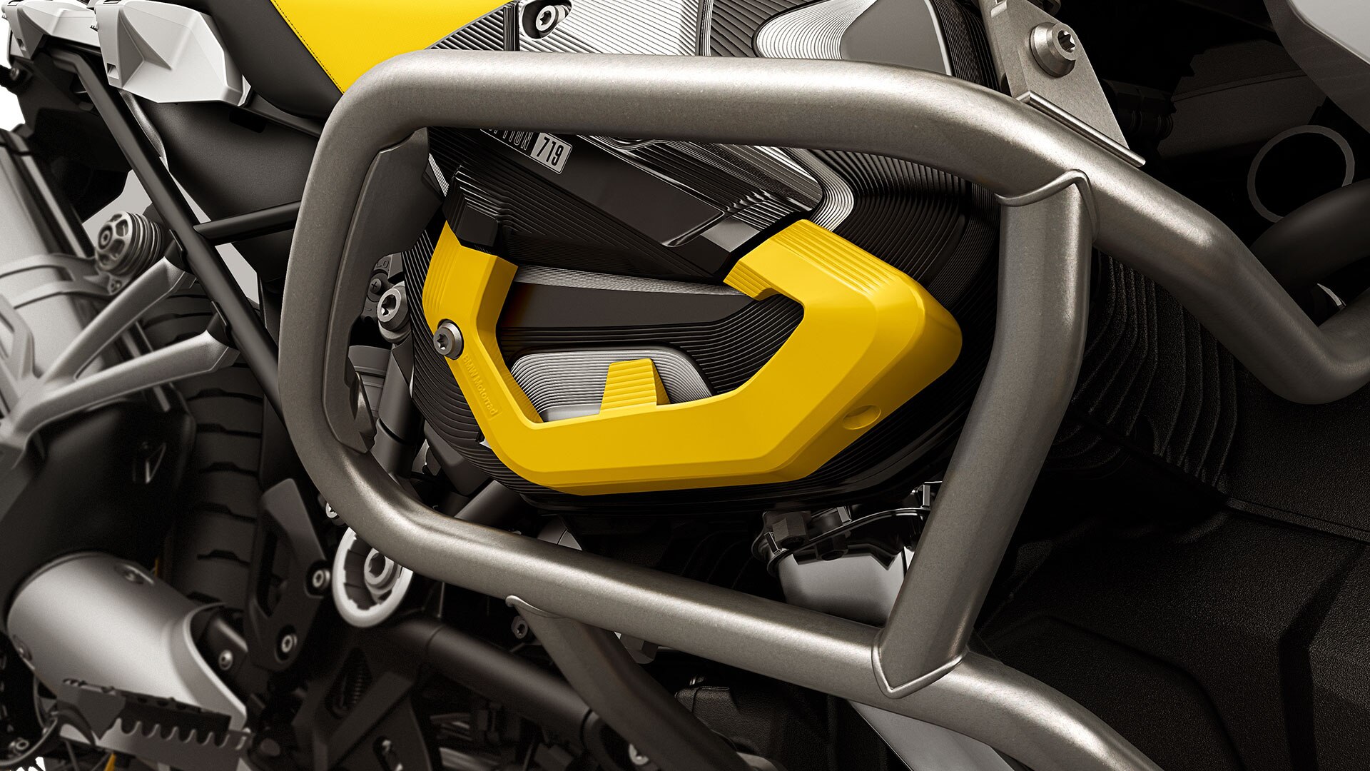 Frézovaný kryt válce Option 719 se speciálním černo-žlutým designem (včetně standardní ochrany motoru)
