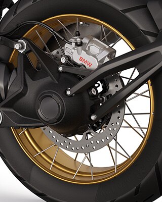 Zlatá kola s křížovými paprsky modelu BMW R 1300 GS Option 719 Tramuntana