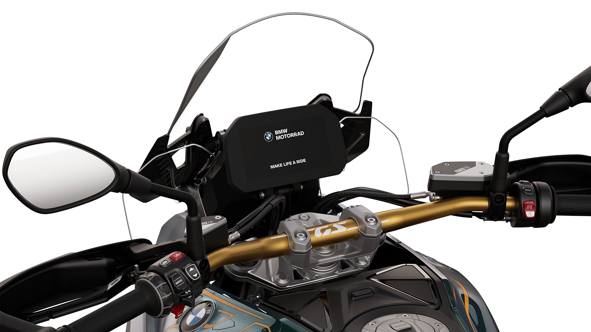 Zlatá řídítka modelu BMW R 1300 GS Option 719 Tramuntana