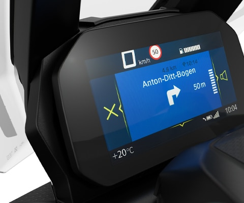 Pohled na displej TFT s konektivitou BMW Motorrad.