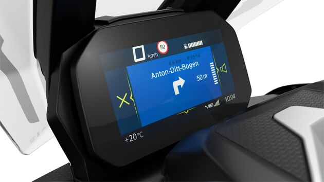Pohled na displej TFT s konektivitou BMW Motorrad.